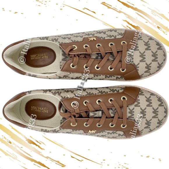 Michael Kors Monogram Signature Logo Brown Sneaker Tennis Shoes Size 9.5M NWOT - Picture 6 of 10